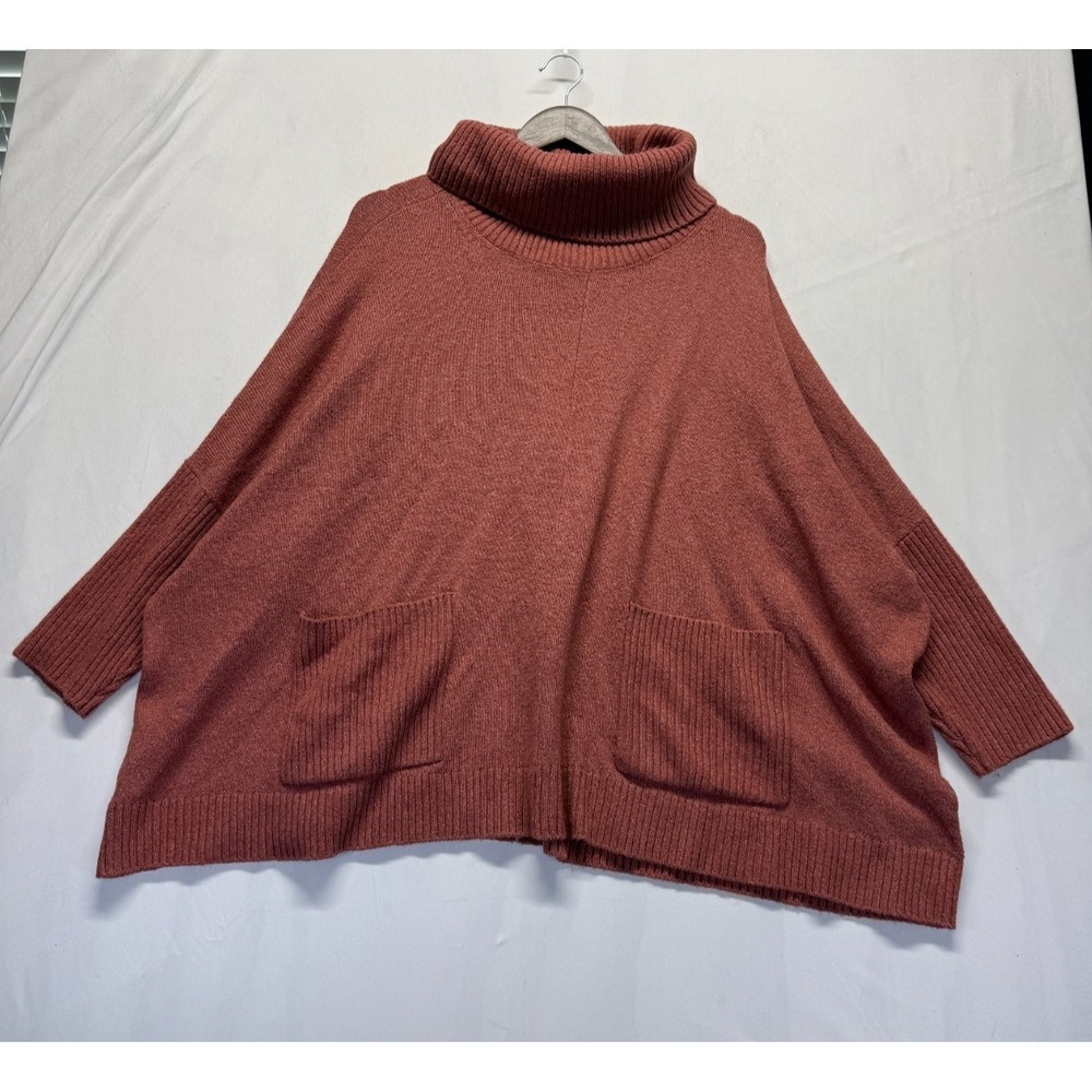 Loft Oversized Sweater Womens XL Brown‎ Tight Knit Ribbed Dolman Sleeve Winter